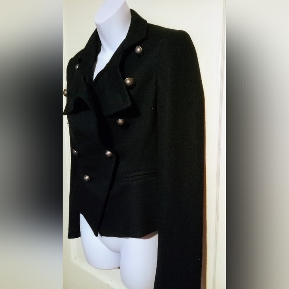 🛍️ BUNDLE ONLY🛍️ANN TAYLOR VINTAGE BLACK WOOL BLEND MILITARY JACKET - Picture 2 of 10